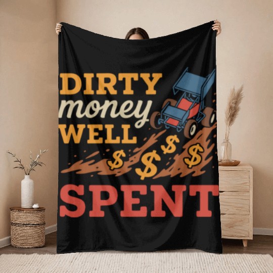 Sprint Car Racing Dirt Track Speed Oval Race Throw Blankets