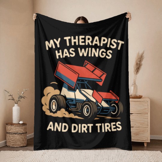 Sprint Car Racing Dirt Track Speed Oval Race Throw Blankets