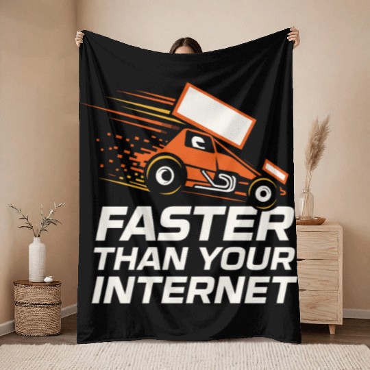 Sprint Car Racing Dirt Track Speed Oval Race Throw Blankets