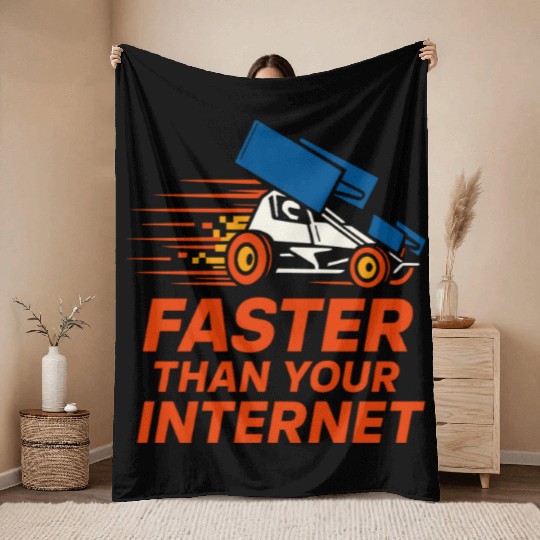 Sprint Car Racing Dirt Track Speed Oval Race Throw Blankets
