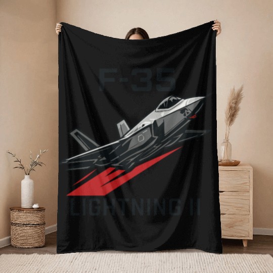 F-35 Lightning II Stealth Fighter Jet Art Throw Blankets