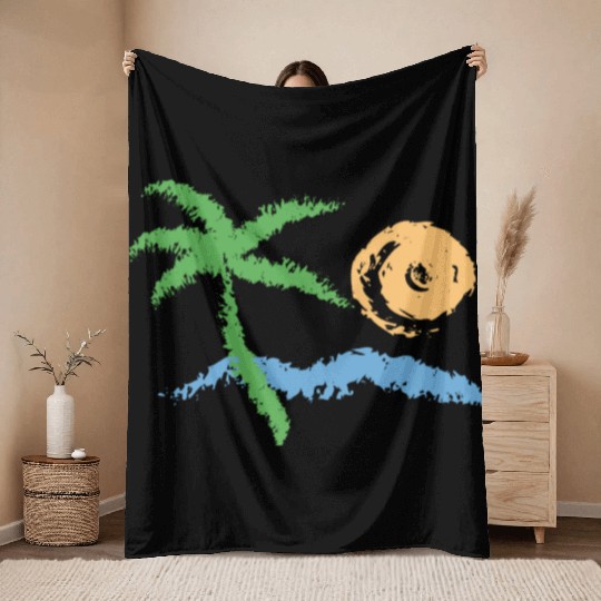 Summer and sea , summer vibes , sun , sand and sea Throw Blankets
