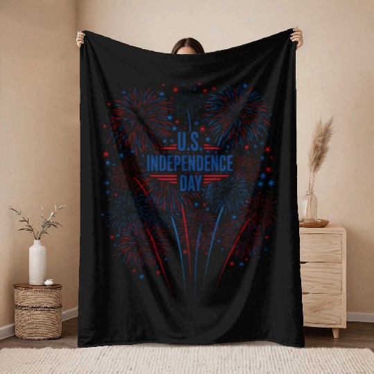US independance day fireworks Throw Blankets