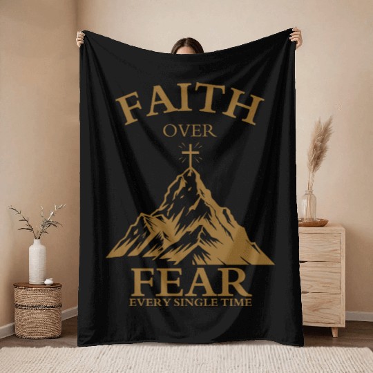Faith Over Fear Throw Blankets