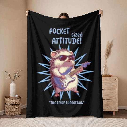 Pocket Sized Attitude Hedgehog Throw Blankets