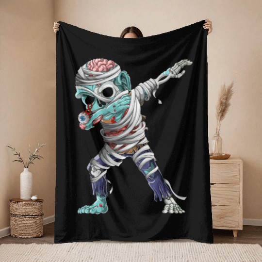 Dabbing Mummy Zombie Halloween Costume Zombie Dab Throw Blankets