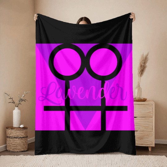 Women Symbol with Lavender Triangle Throw Blankets