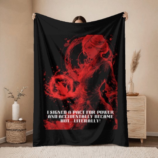 Female Warlock Throw Blankets