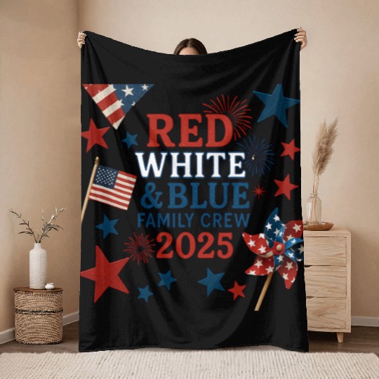 4th of July Patriotic Family Throw Blankets