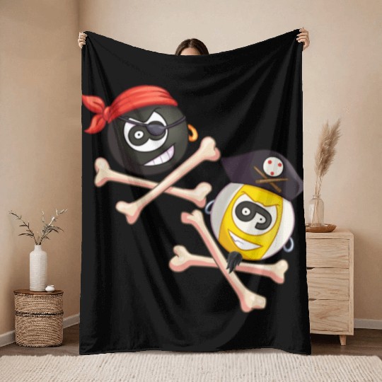 8-ball & 9-ball pirate duo (Pocket) Throw Blankets