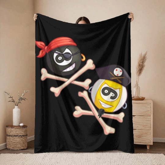 8-ball & 9-ball pirate duo (Pocket) Throw Blankets