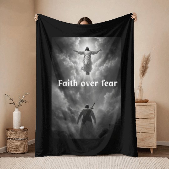 Faith over fear Throw Blankets