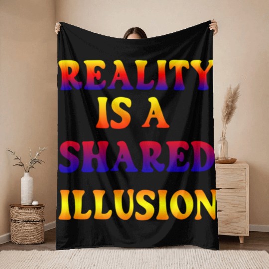 Vivid Psychedelic Illusion Text Throw Blankets