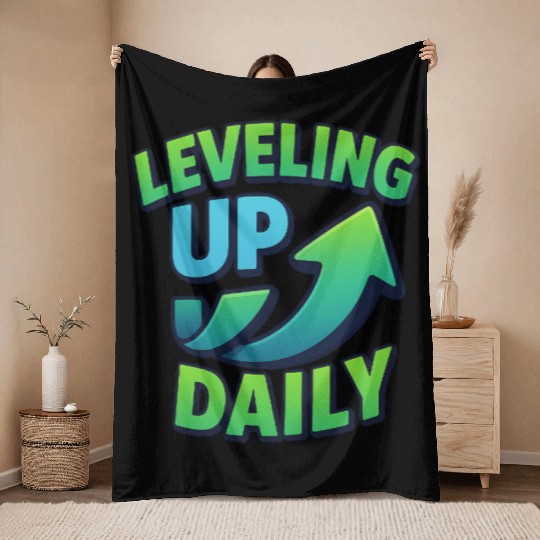 Level Up Daily – Gamer Mindset Streetwear Throw Blankets