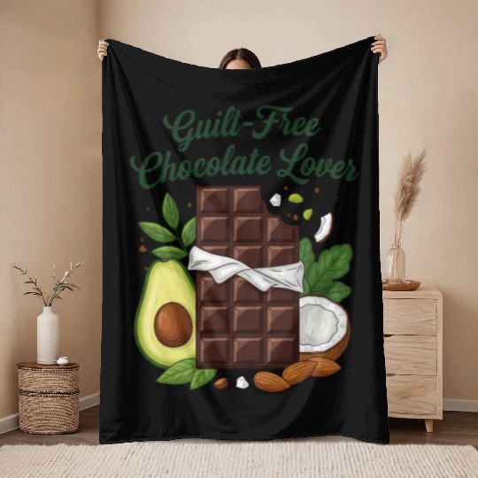 Chocolate & Plants Power | Vegan Keto Life Throw Blankets