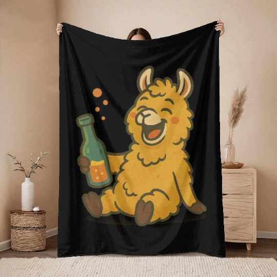 Drunk Party LLama Throw Blankets