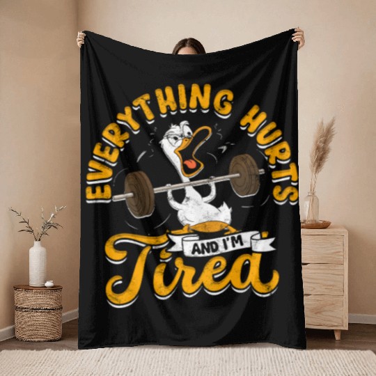 Everything Hurts And I'm Tired Gym Humor Throw Blankets