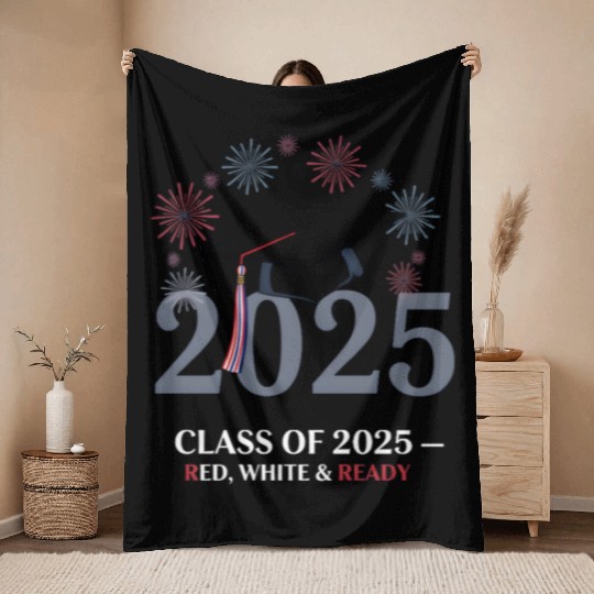 Class of 2025 – Red White & Ready Throw Blankets
