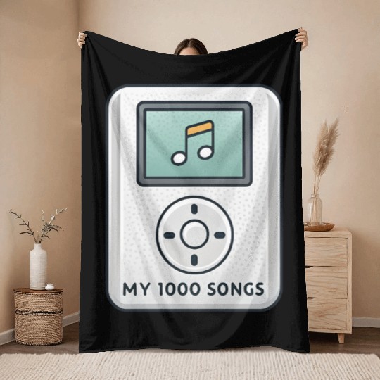 My 1000 Songs MP3 Player Retro 2000s Y2K Throw Blankets