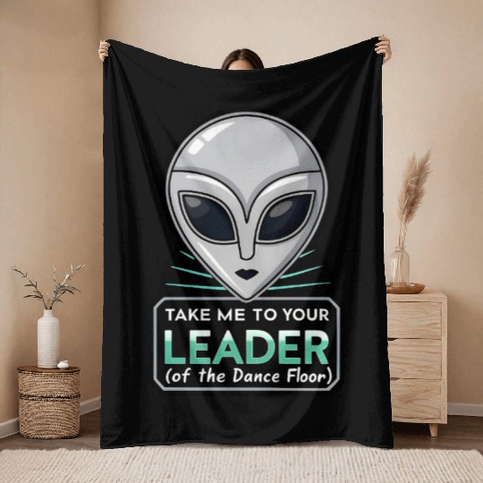 Take Me To Your Leader Alien Rave Retro 2000s Y2K Throw Blankets