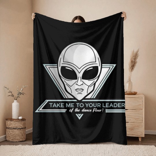 Take Me To Your Leader Alien Rave Retro 2000s Y2K Throw Blankets