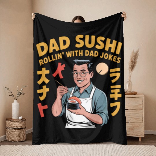 Réel Cool Papa Sushi Fishing Funny Father Day Throw Blankets