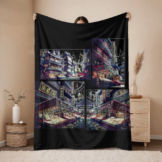 Where Tradition Meets Neons Twilight Throw Blankets