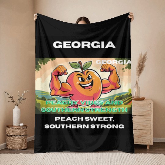 Georgia Peach State Art Throw Blankets