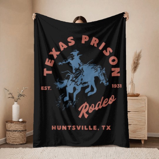Texas Prison Rodeo Sunday In October Huntsville Tx Throw Blankets