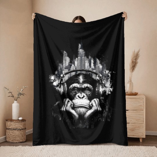Grunge Bored Ape Throw Blankets