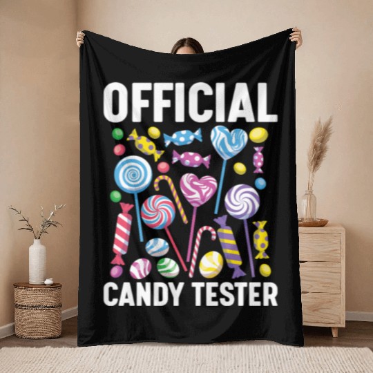 Official Candy Tester Lollipop Sweets 01 Throw Blankets