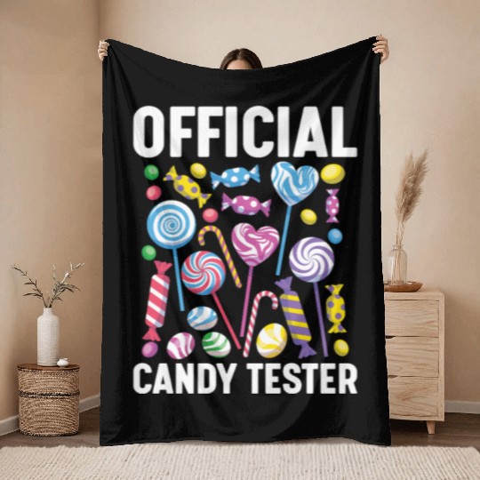 Official Candy Tester Lollipop Sweets 01 Throw Blankets