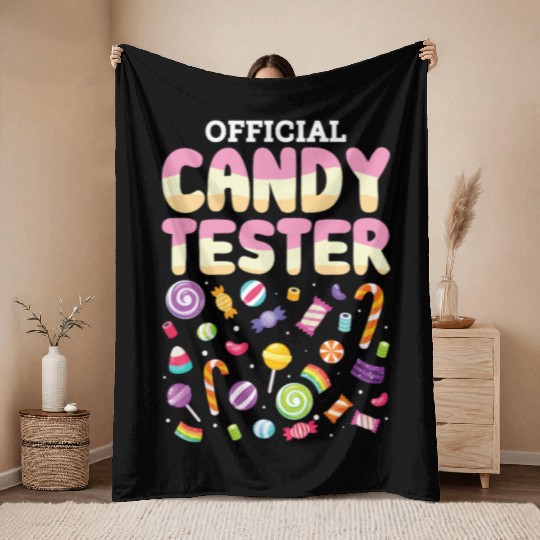 Official Candy Tester Lollipop Sweets Halloween Throw Blankets