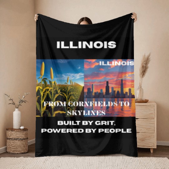 Illinois Midwest Mosaic Art Throw Blankets