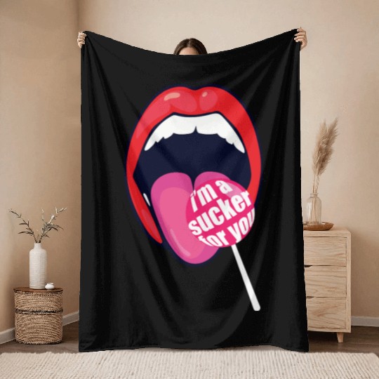 I m a Sucker For You Candy Pop Fans Lollipop 01 Throw Blankets