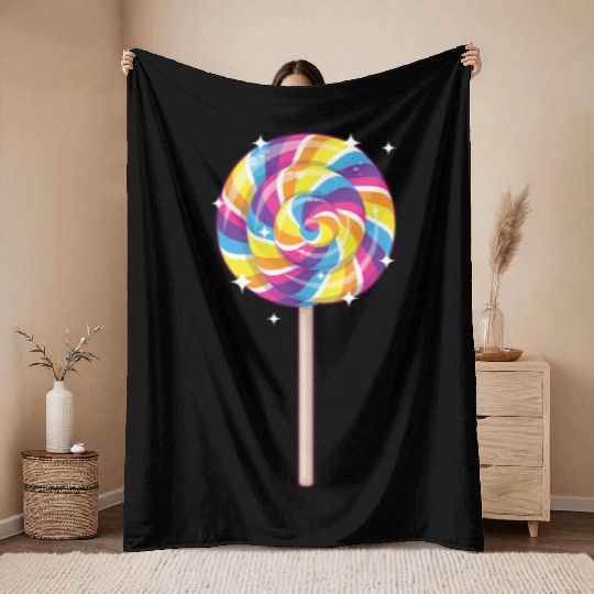Cute Lollipop Design Lollipop Candy Lover 01 Throw Blankets