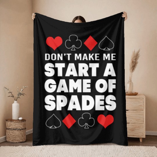 Spades Poker Card Game Throw Blankets