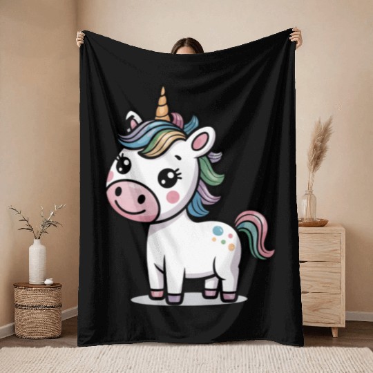 Believe in Magic – Cute Rainbow Unicorn Fantasy Throw Blankets