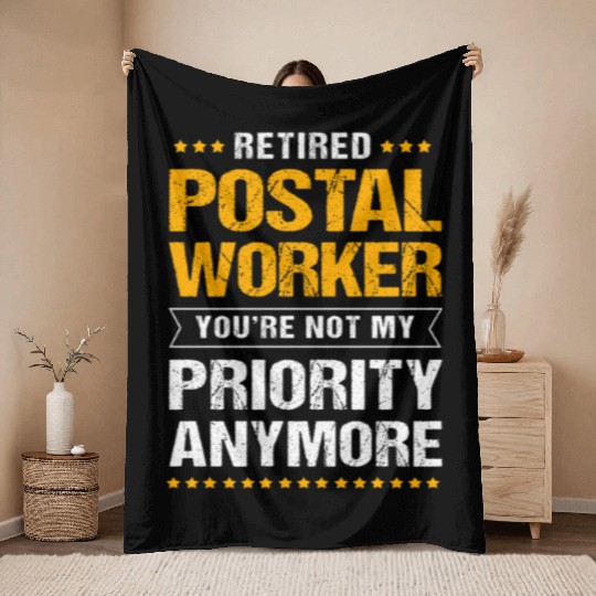 Retired Postal Worker Mail Carrier Throw Blankets