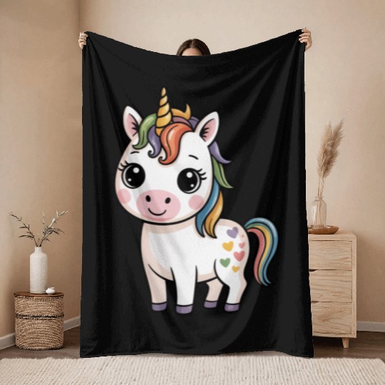 Believe in Magic – Cute Rainbow Unicorn Fantasy Throw Blankets