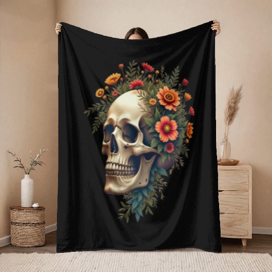 Eco Skull ❘ Nature Vibes ✦ Rebirth Throw Blankets