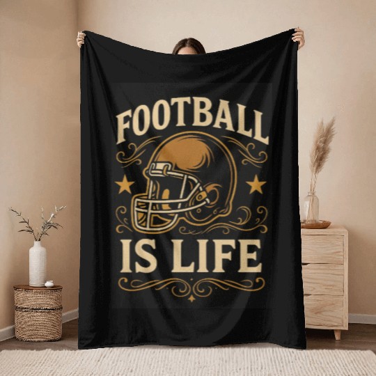 football is life Throw Blankets