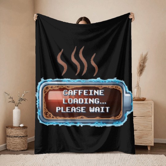 Caffeine Loading... Pixel Coffee Throw Blankets