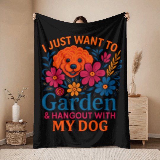 Gardening Garden Dog Throw Blankets