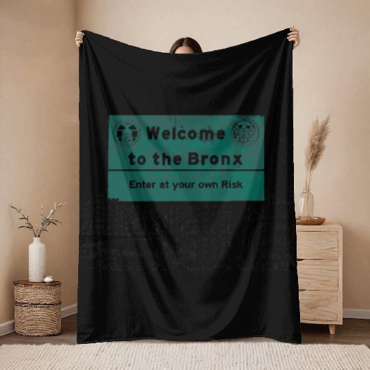 Bronx Welcome Sign Artistic Print Throw Blankets