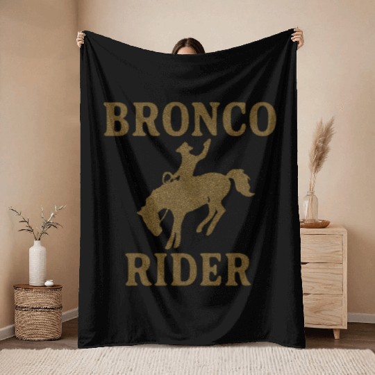 Bronco Rider Horse Throw Blankets