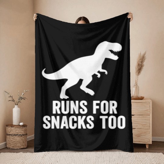 T rex runs for snacks too Throw Blankets