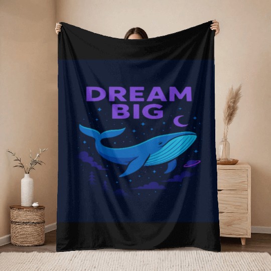 Dream Big Whale Nightscape Design Throw Blankets