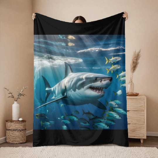 A shark Throw Blankets