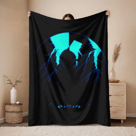 Royal Blue Lightning shadow Throw Blankets